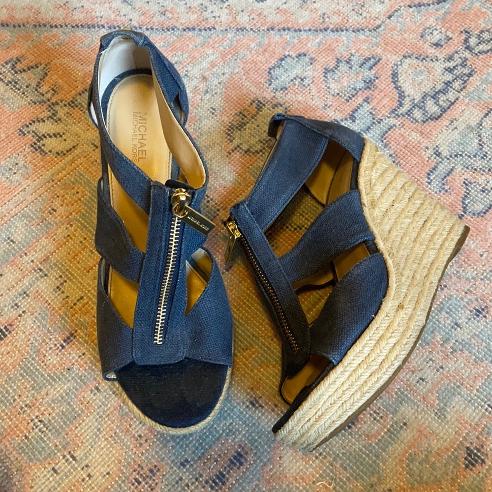 Gently Worn Michael Kors Denim Zip Heels